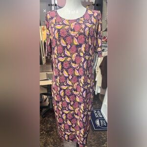 NWT LuLaRoe Julia Dress 2XL Purple Floral Stretch Bodycon